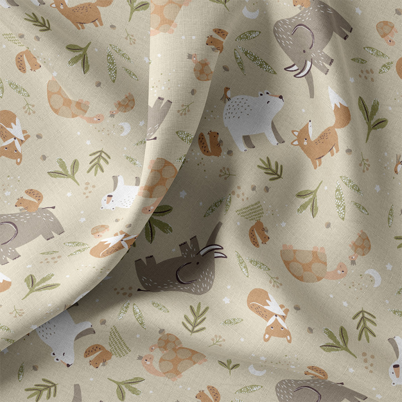 Printed Cotton CROMIGNON Linen / Brown Sugar